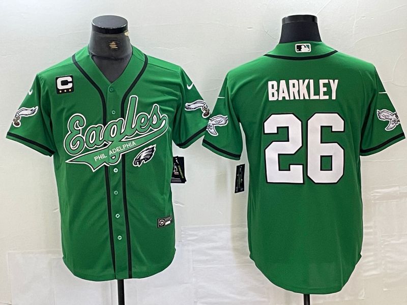 Men Philadelphia Eagles 26 Barkley Green 2024 Nike Co branded NFL Jersey style 8